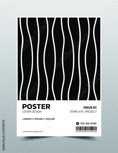 Poster creative design template. Cool abstract backgrounds, Black and white color, Vector illustration artwork A4 size.