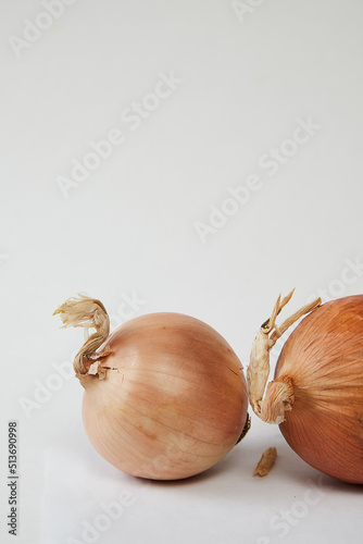 Ripe fresh onion on a white background