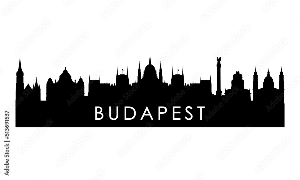 Budapest skyline silhouette. Black Budapest city design isolated on white background.