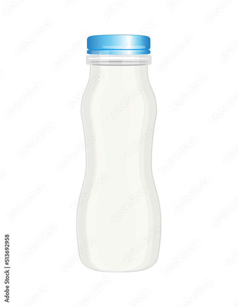 Greek yogurt, kefir, milk or milkshake, plastic bottle without label, cartoon style vector illustration isolated on white background Greek yogurt, kefir, milk or milkshake, plastic bottle without label, cartoon style vector illustration isolated on white background