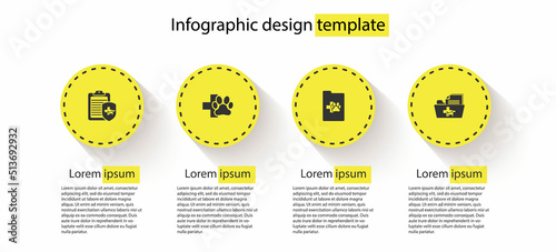 Set Clinical record pet, Veterinary clinic, and Medical veterinary folder. Business infographic template. Vector