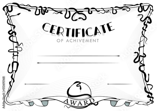 Diploma certificate template snake shape frame black and white