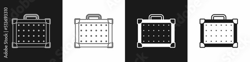 Set Guitar amplifier icon isolated on black and white background. Musical instrument. Vector