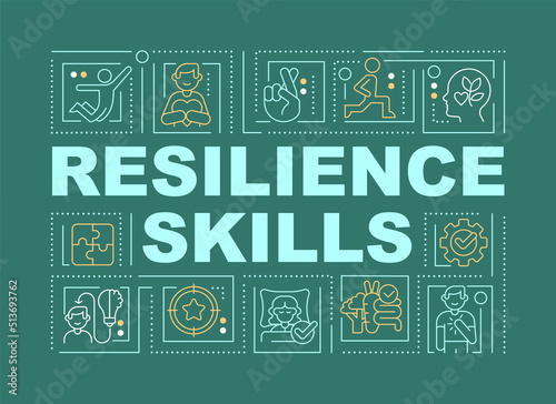 Flexibility skills word concepts green banner. Experience. Infographics with editable icons on color background. Isolated typography. Vector illustration with text. Arial-Black font used