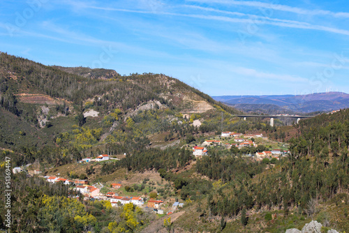 Landscape with hills with several houses. © Priscila