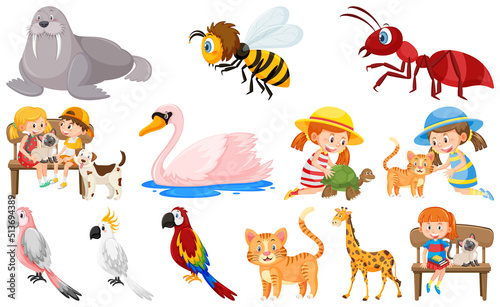 Set of various wild animals in cartoon style © brgfx