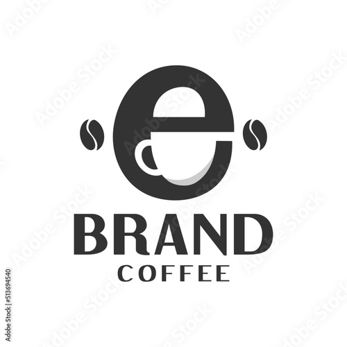 letter e with a coffee bean in the negative space. for coffee shop or any business related to coffee