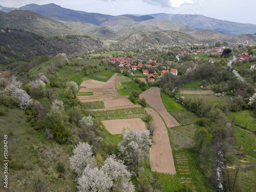 Drone view at the mountains near Brezovice in Kosovo photo