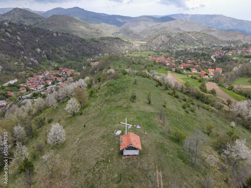 Drone view at the mountains near Brezovice in Kosovo photo