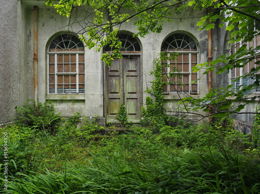 Abandoned old building in secret garden