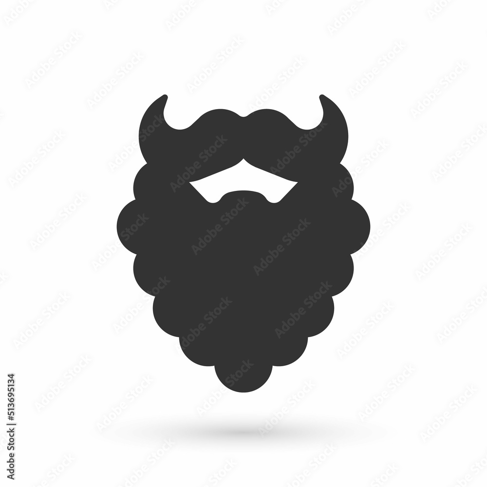 Grey Mustache and beard icon isolated on white background. Barbershop symbol.  Facial hair style. Vector Stock Vector | Adobe Stock