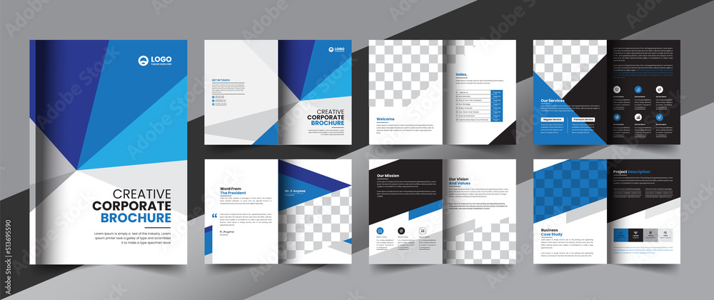 corporate company profile brochure annual report booklet business proposal layout concept design - obrazy, fototapety, plakaty 