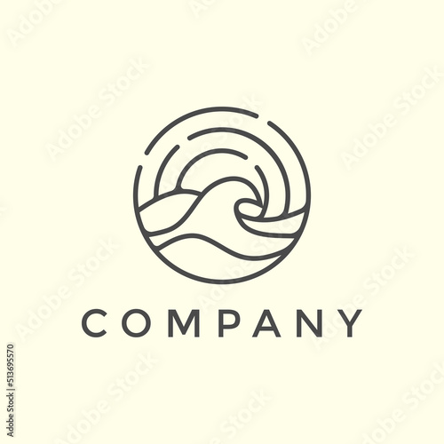Minimalist line art coastal logo illustration design