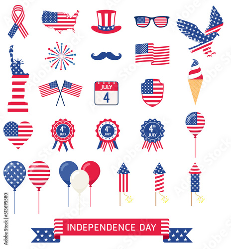 Obraz na plátne American independence day icons