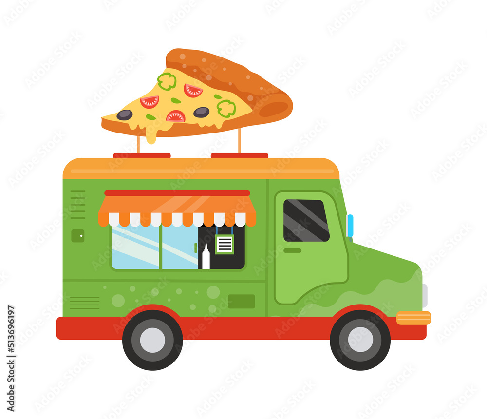Pizza food truck. Vector illustration Stock Vector Adobe Stock