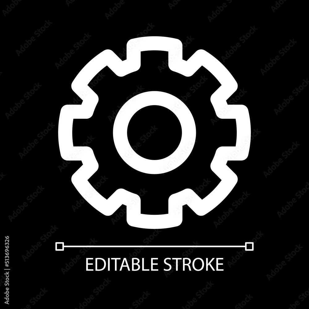 Settings white linear ui icon for dark theme. Customize media player. Adjustment tool. Vector line pictogram. Isolated user interface symbol for night mode. Editable stroke. Arial font used Settings white linear ui icon for dark theme. Customize media player. Adjustment tool. Vector line pictogram. Isolated user interface symbol for night mode. Editable stroke. Arial font used