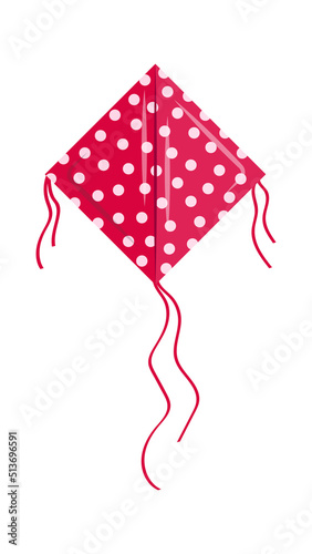 Rectangular dotted kite Children Toy. Vector illustration