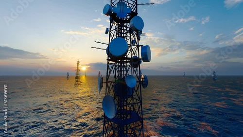 Offshore 5g mobile network signal tower
