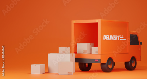 3d Logistic application service concept, Global logistics network, smartphone, and packaging on pink background. 3d render