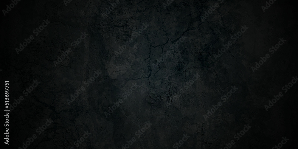 Dark Black stone cracked grunge concrete backdrop texture background anthracite panorama. Panorama dark grey black slate background or texture.