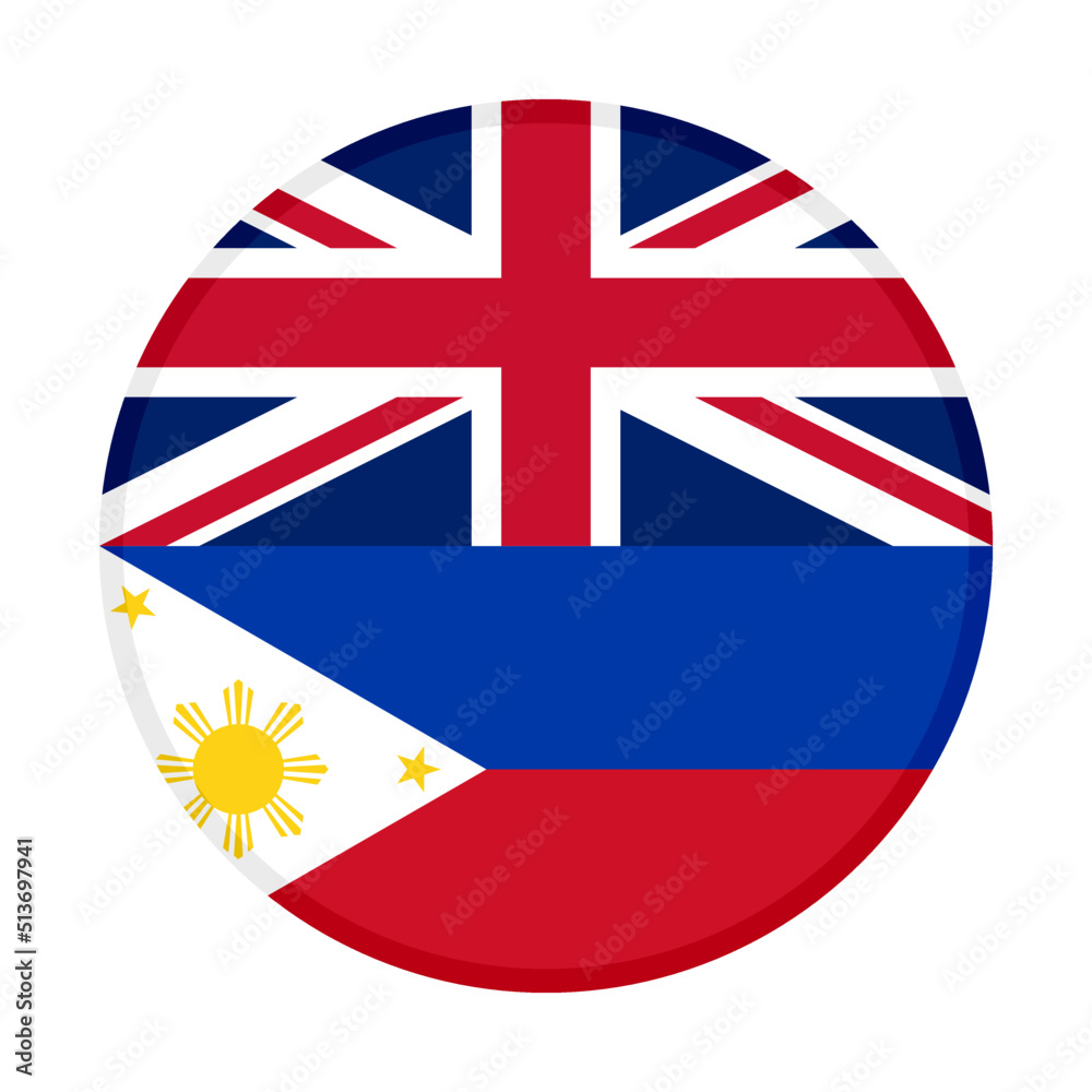 circle icon of union jack and filipino flags. vector illustration isolated on white background circle icon of union jack and filipino flags. vector illustration isolated on white background