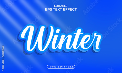 Winter Editable 3d blue color text effect Design