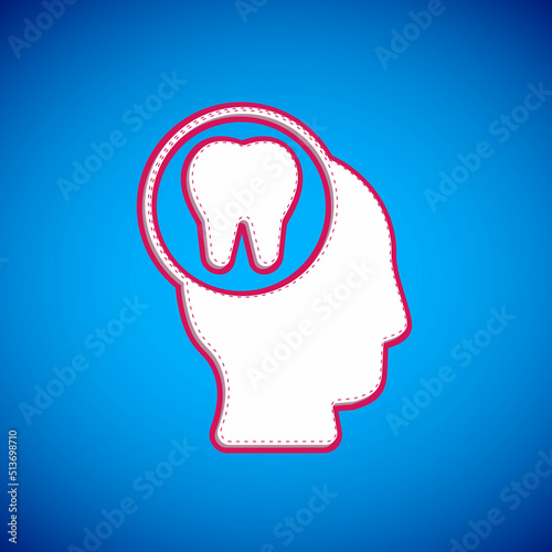 White Toothache icon isolated on blue background. Vector
