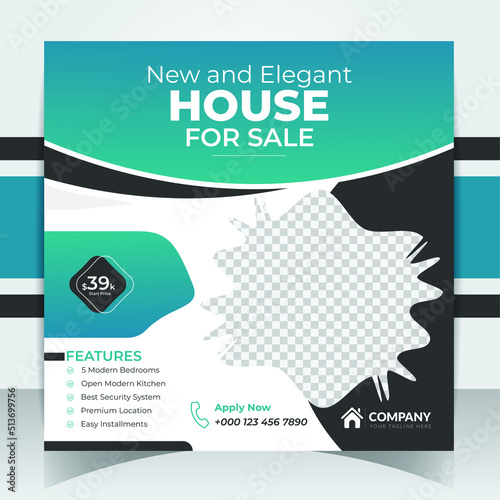 Find your Real Estate Social Media Post Template, square banner, Editable Post house sale, and home rent advertising geometric modern Business elegant Promotion template design. 