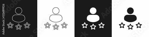 Set Consumer or customer product rating icon isolated on black and white background. Vector