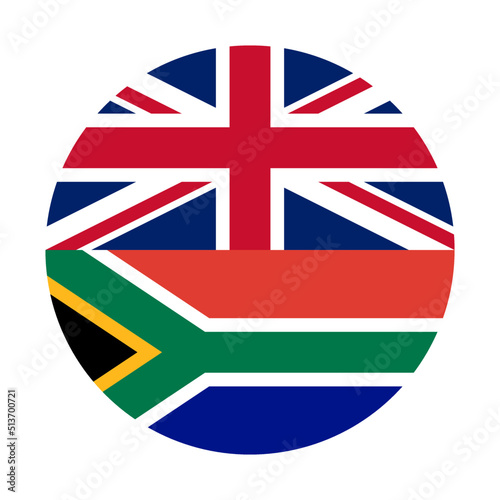 circle icon of union jack and south african flags. vector illustration isolated on white background