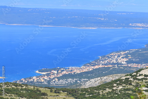 Summer touristic destination, Novi Vindoloski in Croatia. Panoramic view. 