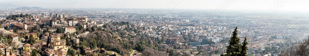 Extra wide aerial view of Bergamo
