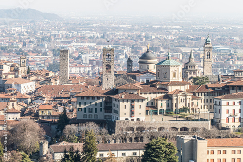 Aerial view of the historic center of Bergamo Alta © Alessio