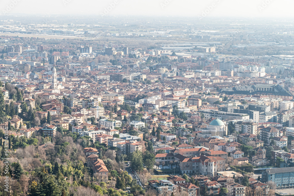 Aerial view of Bergamo city