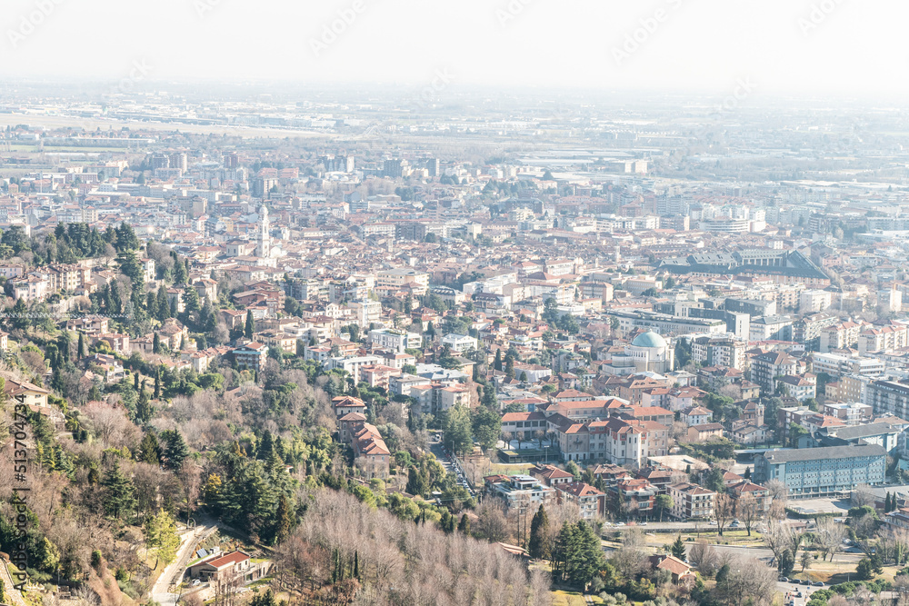 Aerial view of Bergamo city