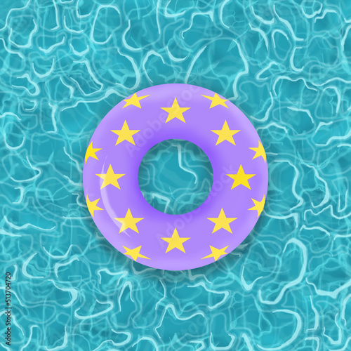 Swimming rings in the water. Top view