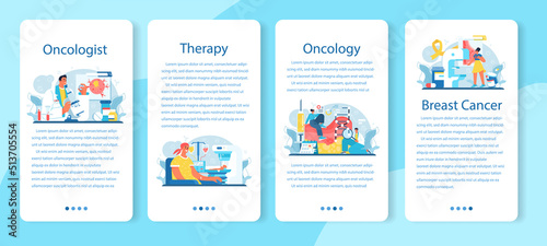 Professional oncologist mobile application banner set. Cancer disease modern