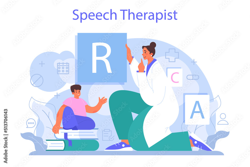 Speech therapist concept. Didactic correction and speech treatment idea Speech therapist concept. Didactic correction and speech treatment idea