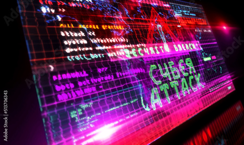 Cyberattack trolling and broadcast on screen 3d illustration