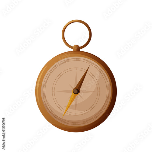 Compass, vector illustration, isolated background, nautical style. A device for determining the cardinal directions. Orientation device. For travel, trip, cruise, pirates