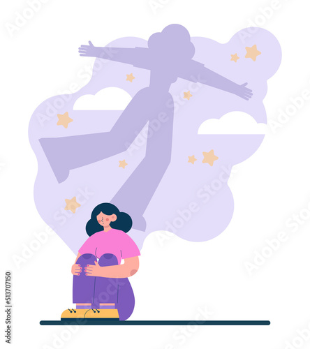 Daydreaming concept. Young characters dreaming or daydreaming
