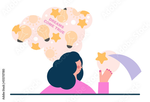 Daydreaming concept. Young characters dreaming or daydreaming