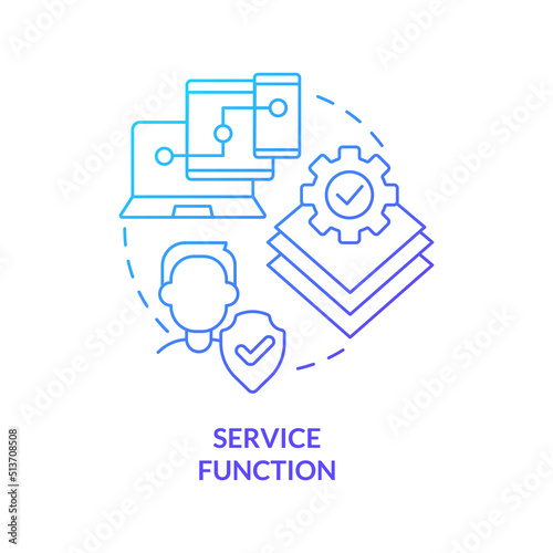 Service function blue gradient concept icon. Identity management process abstract idea thin line illustration. Remote access to systems. Isolated outline drawing. Myriad Pro-Bold font used