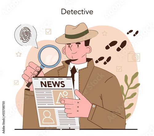 Professional detective concept. Agent investigating a crime place