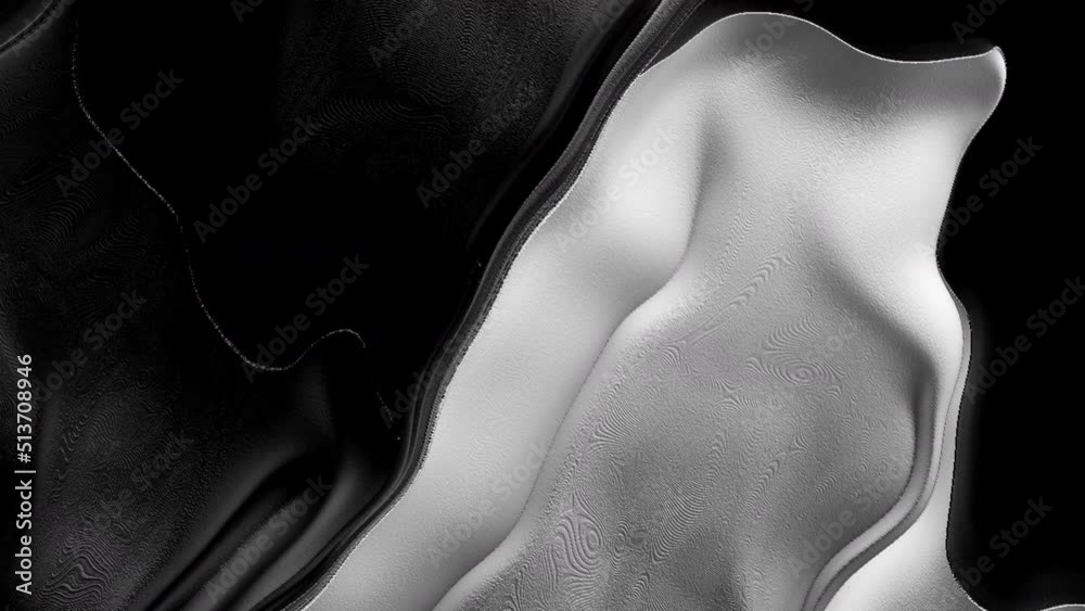 Abstract Liquid black and white texture. 4k Abstract fluid alloy metal liquid water surface flow background. Liquid loop animation background. Elegant background for visual effects and motion graphics
