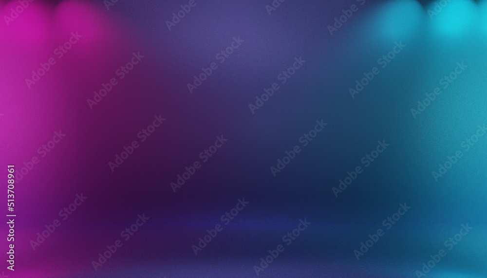 Simplet pink purple and blue, glowing gradient lights studio wall for text product advertisement and abstract background