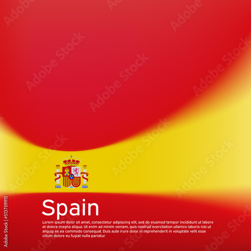 Spain flag background. Blurred pattern in the colors of the spanish flag, business booklet. National banner, poster of spain. State patriotic cover, flyer. Vector, template design photo