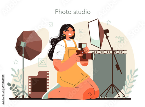 Photographer concept. Professional photographer with camera taking