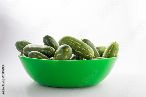 Ivy gourd, Coccinia grandis, Family Cucurbitaceae from central of Thailand.Isolated on white background photo