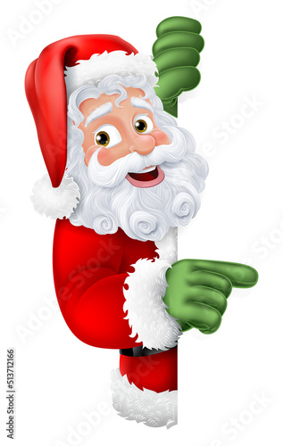 Cartoon Santa Claus Father Christmas Peeking Sign